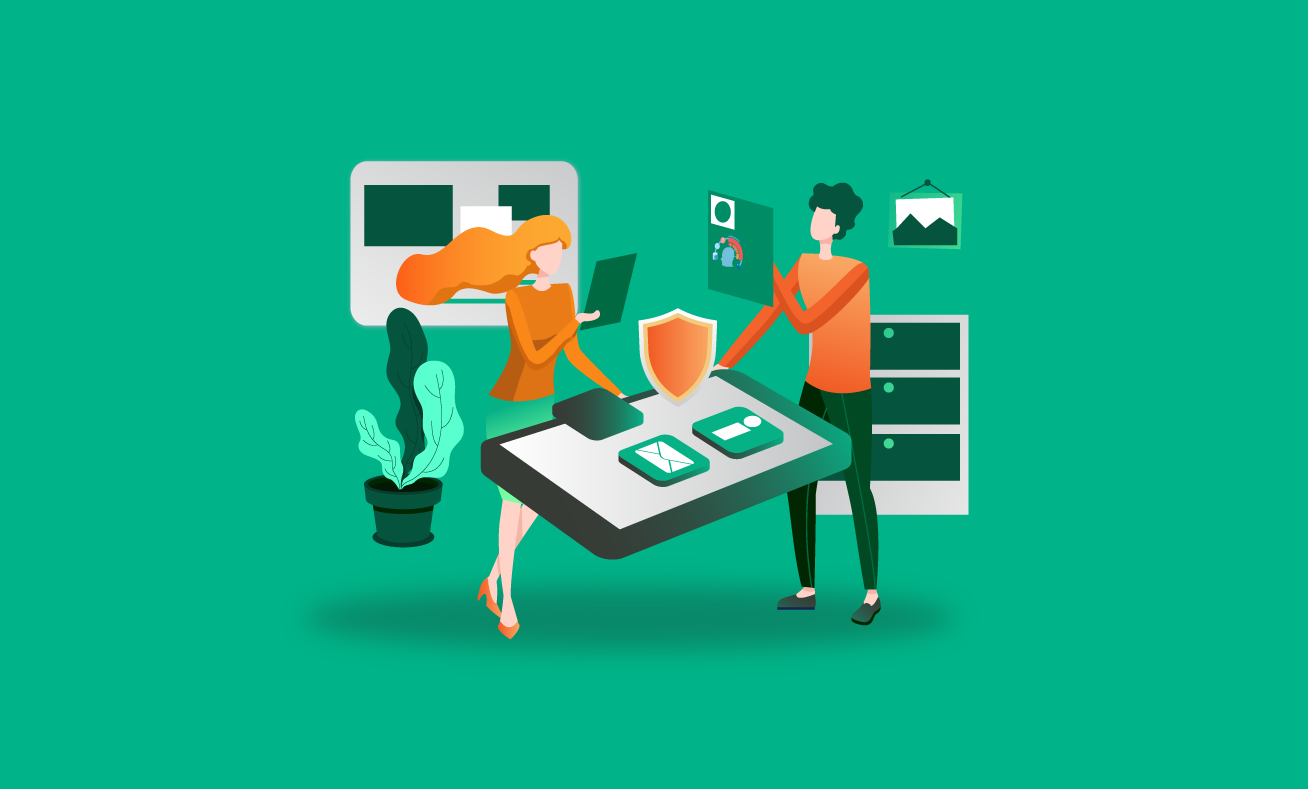 A Man and a woman checking cybersecurity and data management in a digital ecosystem