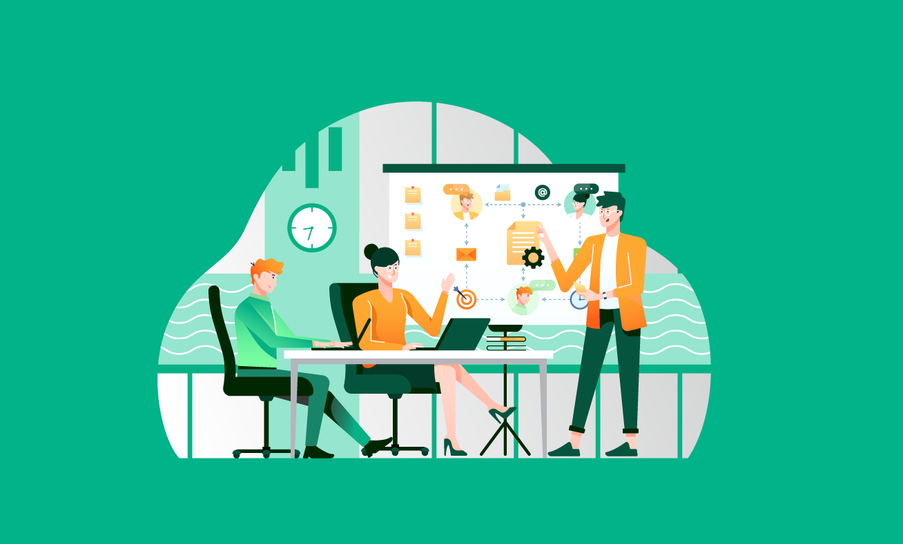 A marketing team designing effective webinar workflows with Eloqua Marketing Software