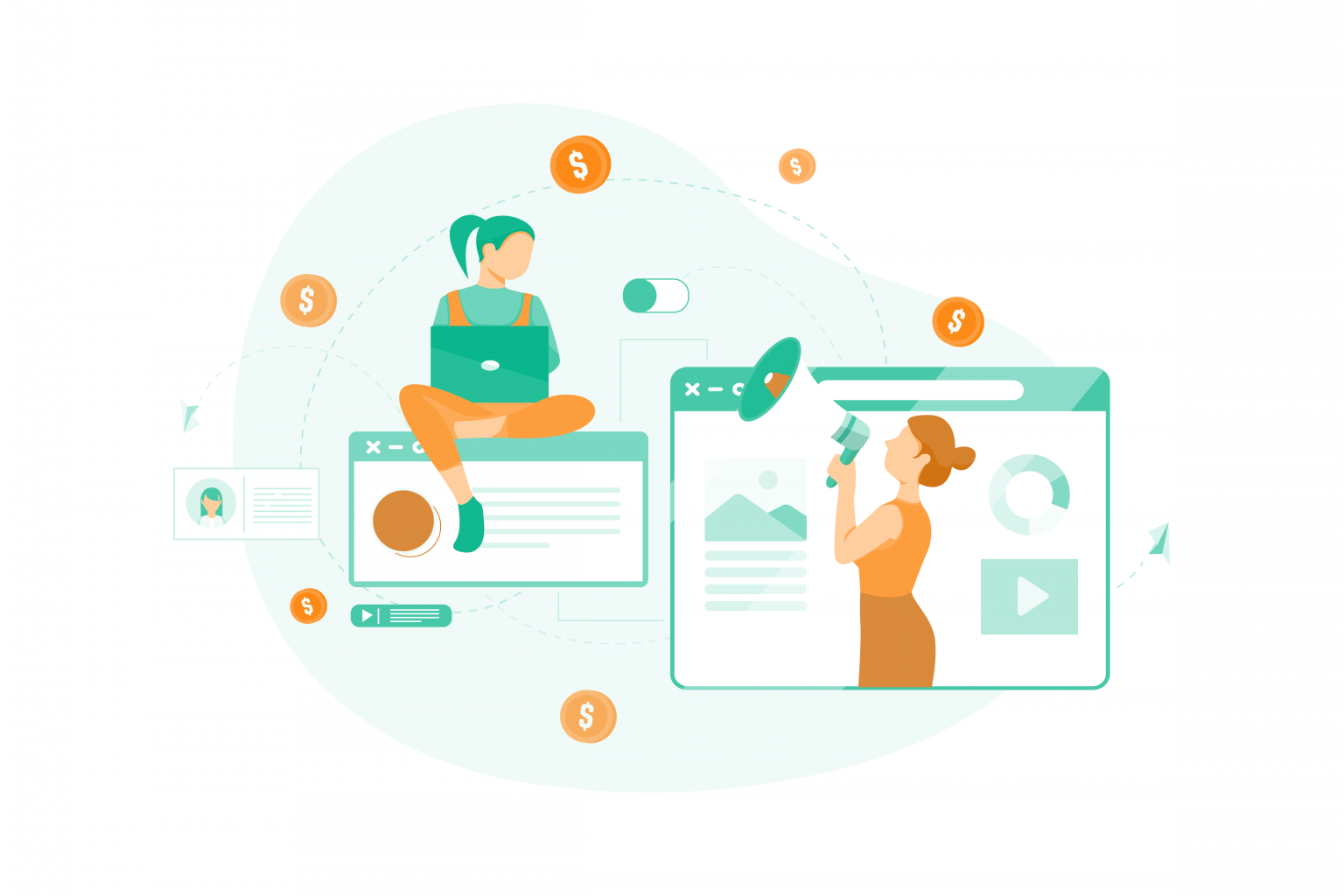 Two women tracking the digital footprint and measuring performance