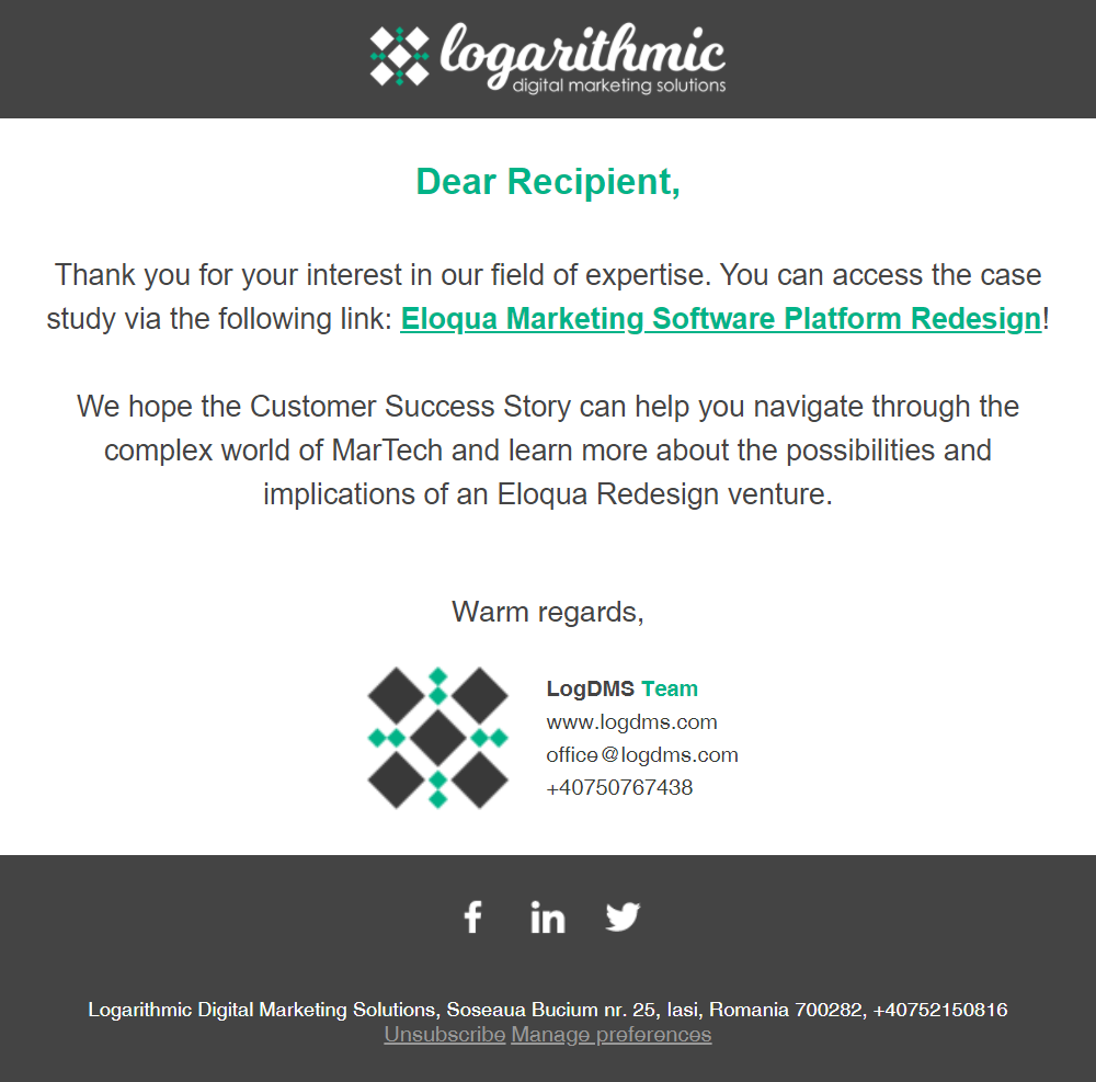 Straightforward Email template for an automated welcome nurture campaign