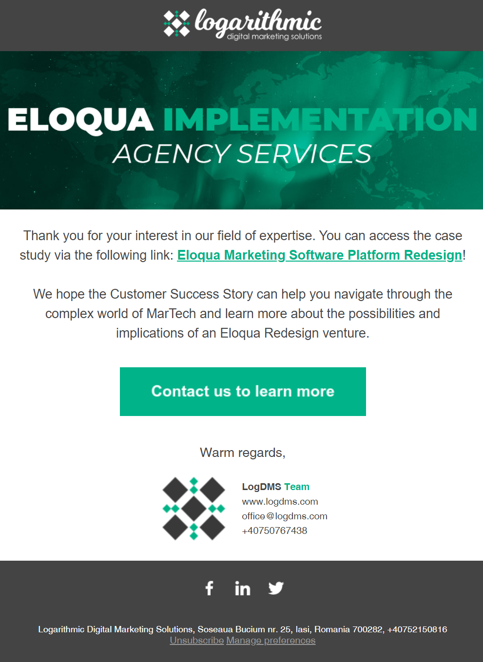 Email template for an automated welcome nurture campaign