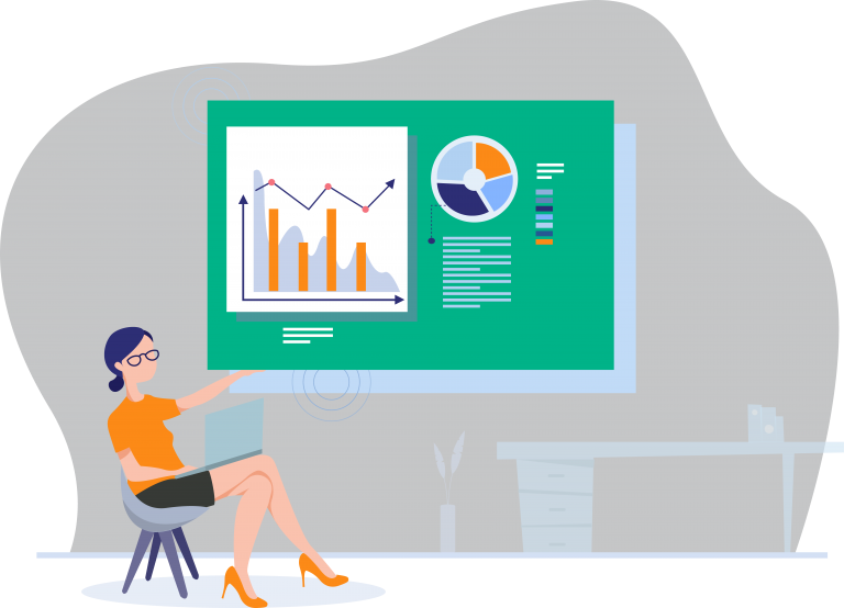 Marketing manager looking at a dashboard with the website performance overview