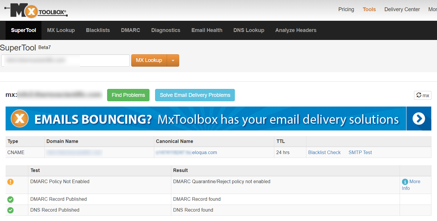 MXToolbox email delivery improvement insights 