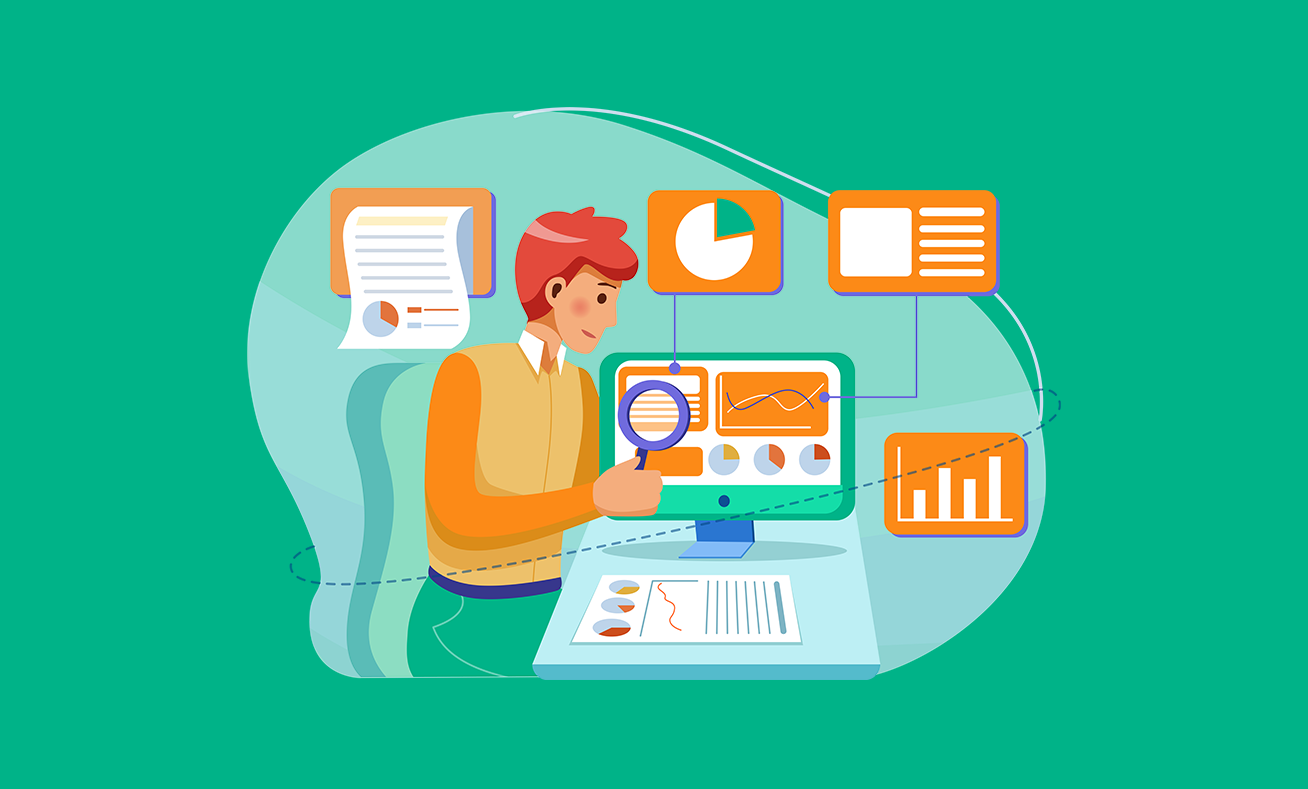 Marketing automation specialist leveraging advanced intelligence in Marketing Automation Reporting Illustration