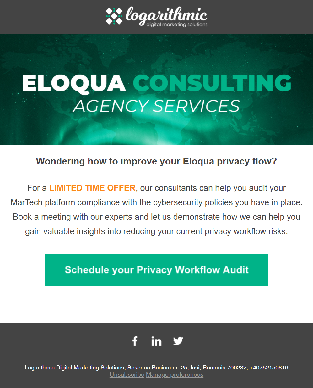 Email template for an automated loyalty or retention nurture campaign