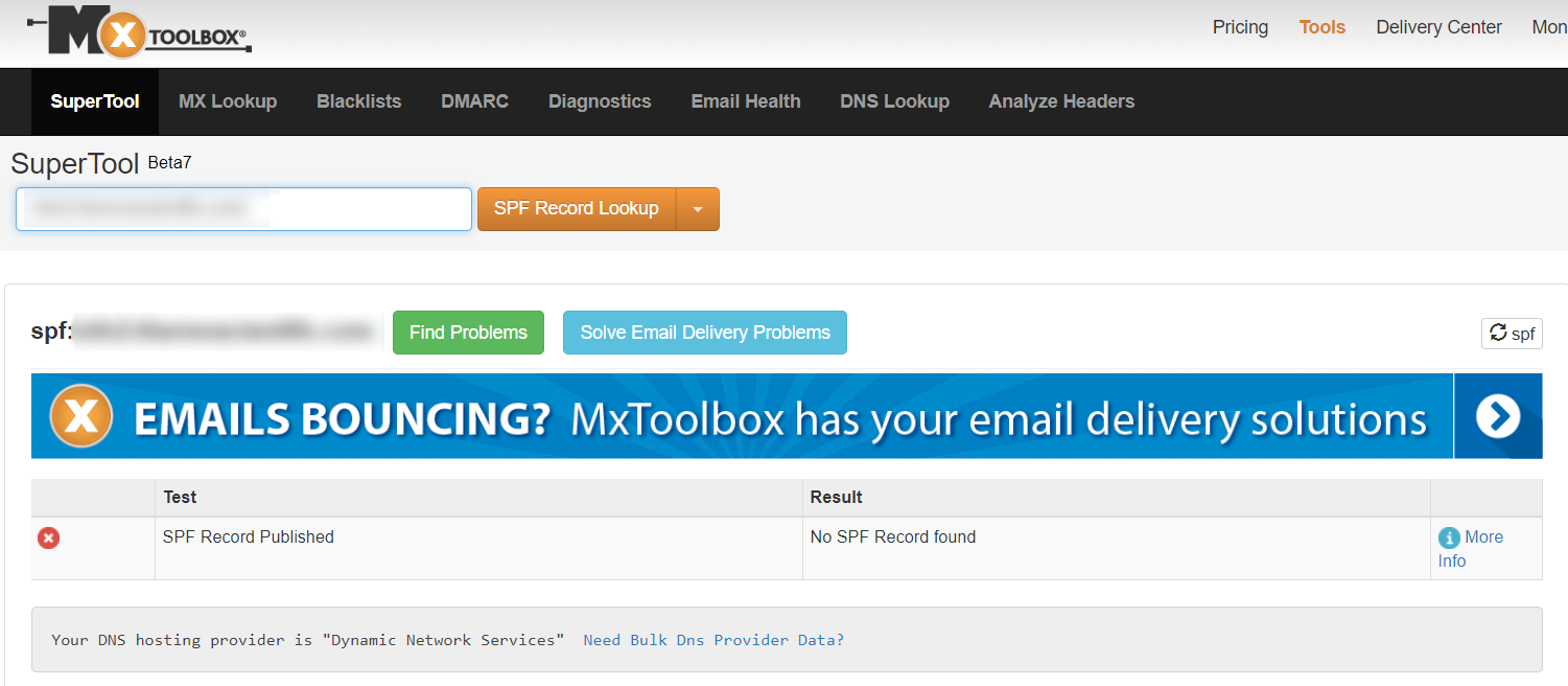 Email delivery SPF Record insights 