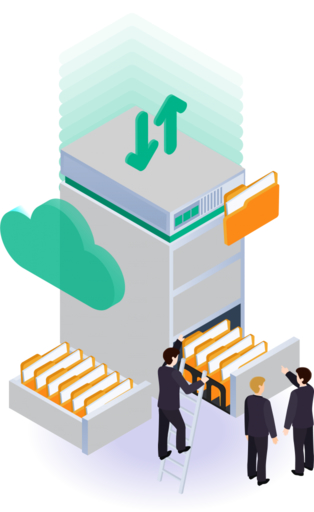 A group of people organizing campaign assets by folder structure